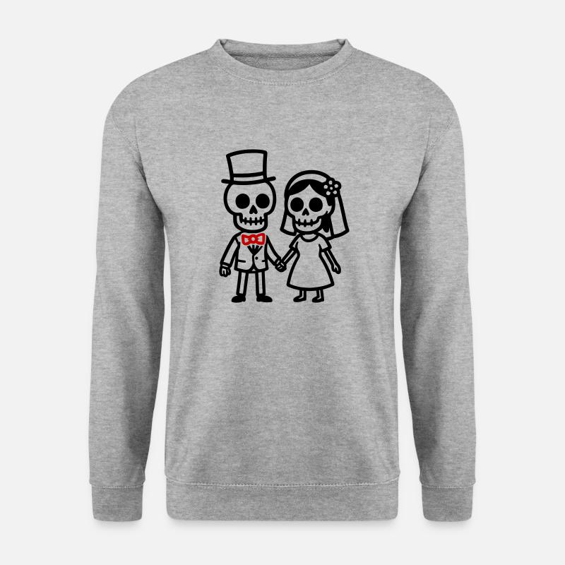 Ehepaar Hochzeit Skull - Unisex Pullover - Weißgrau meliert