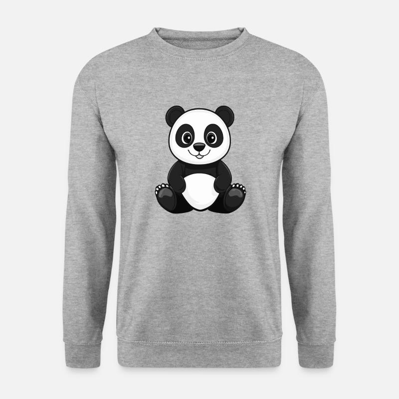 Panda - Unisex Pullover - Weißgrau meliert