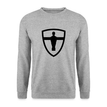 Kicker Wappen - Kickershirt - Unisex Pullover - Weißgrau meliert - Vorne - Alina (178cm) & Michal (187cm)