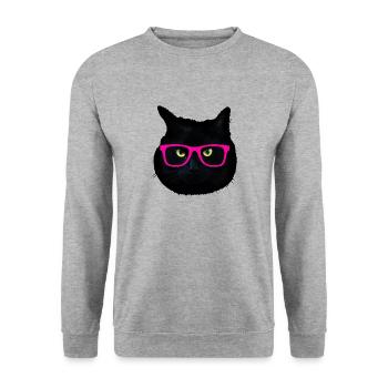black cat fantasy sunglasses - Unisex Sweatshirt - salt & pepper - Front - Alina (178cm) & Michal (187cm)
