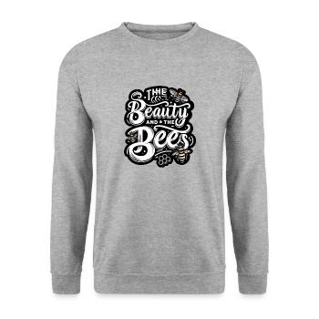 Beauty and the Bees in schwarz/weiß - Unisex Pullover - Weißgrau meliert - Vorne - Alina (178cm) & Michal (187cm)