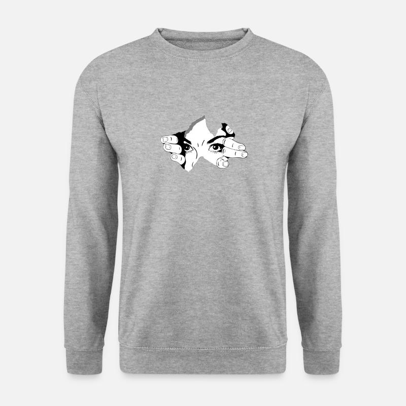 Schwarz-weiße Augen - Unisex Pullover - Weißgrau meliert