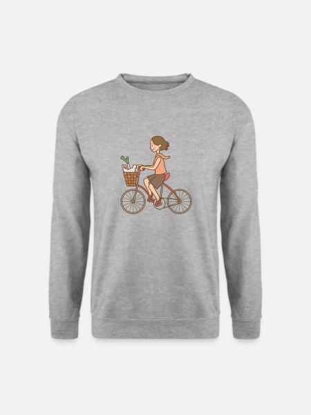 bicycle mountain bike cyclist mountainbike fahrrad - Unisex Pullover - Weißgrau meliert