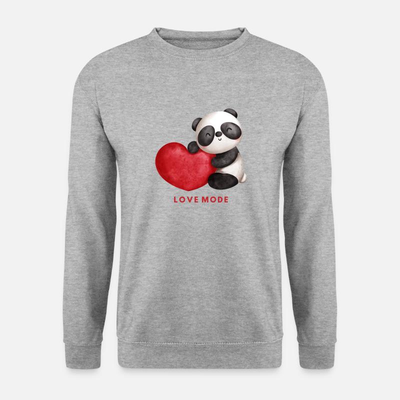 PandaHerzDesigne - Unisex Pullover - Weißgrau meliert