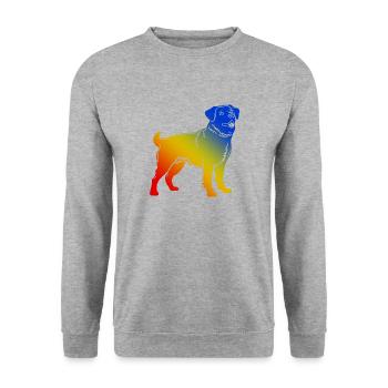 Corgi Hund Bunt - Unisex Pullover - Weißgrau meliert - Vorne - Alina (178cm) & Michal (187cm)