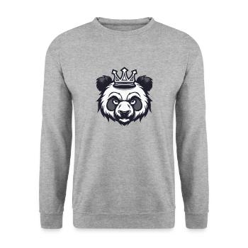 Panda Kopf Krone - Unisex Pullover - Weißgrau meliert - Vorne - Alina (178cm) & Michal (187cm)