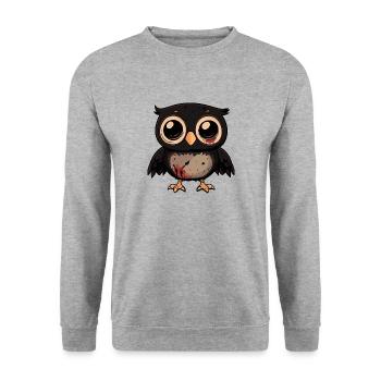 Eule Halloween Comic Lustig - Unisex Pullover - Weißgrau meliert - Vorne - Alina (178cm) & Michal (187cm)