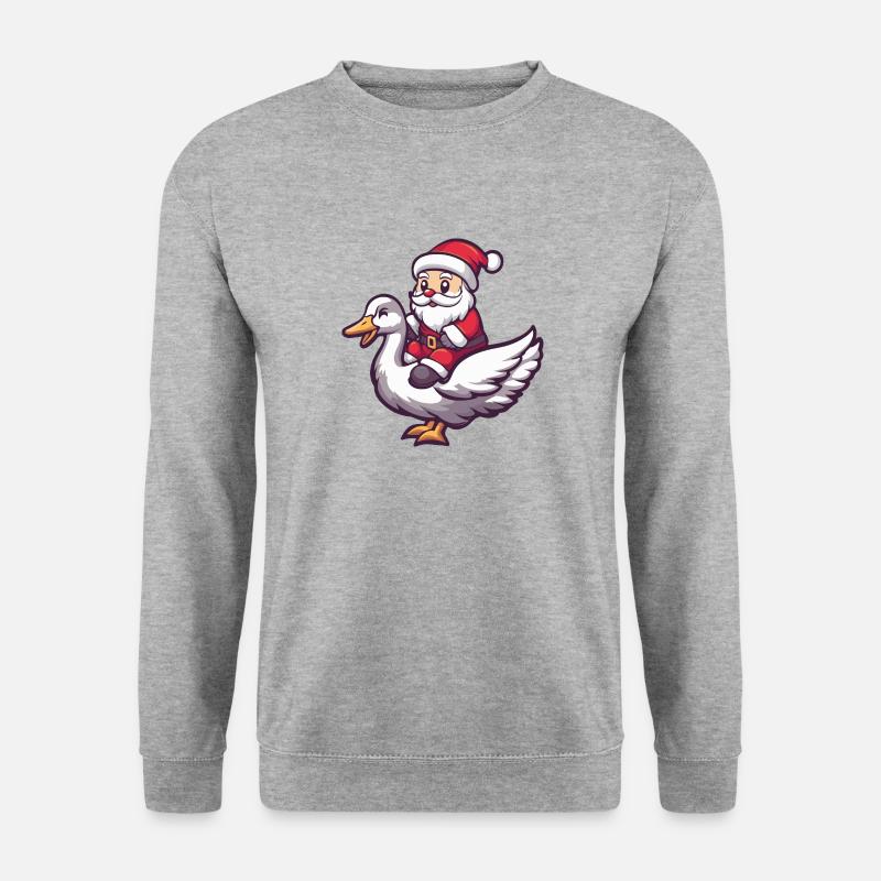 Gans Weihnachtsmann - Unisex Pullover - Weißgrau meliert