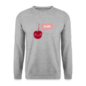 Yummy Cherry - Unisex Pullover - Weißgrau meliert - Vorne - Alina (178cm) & Michal (187cm)