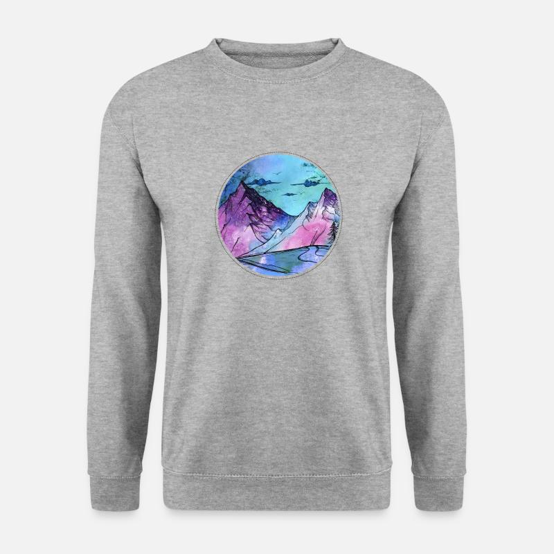 Magische Berge - Unisex Pullover - Weißgrau meliert