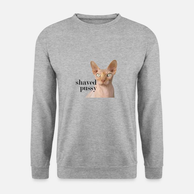 shaved pussy Katze shirt - Unisex Pullover - Weißgrau meliert