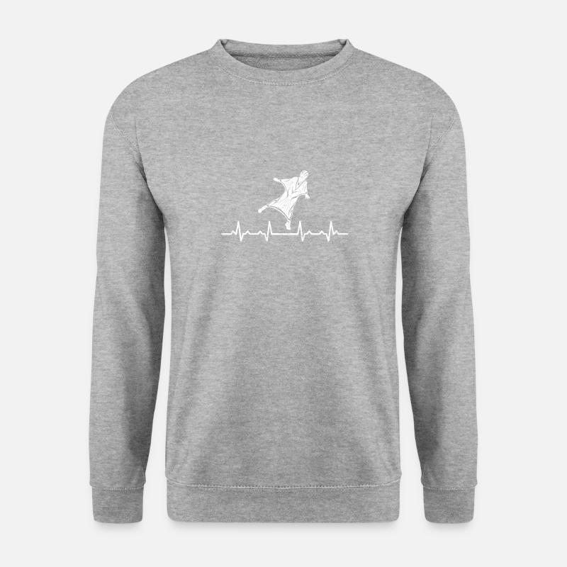 Wingsuit Herzschlag Geschenk fallschirm springen - Unisex Pullover - Weißgrau meliert