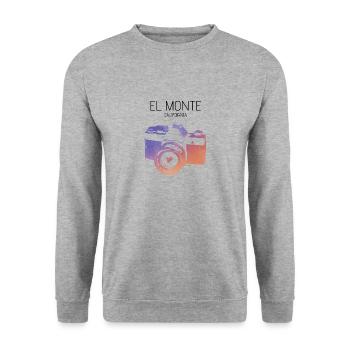 Kamera El Monte California - Unisex Pullover - Weißgrau meliert - Vorne - Alina (178cm) & Michal (187cm)
