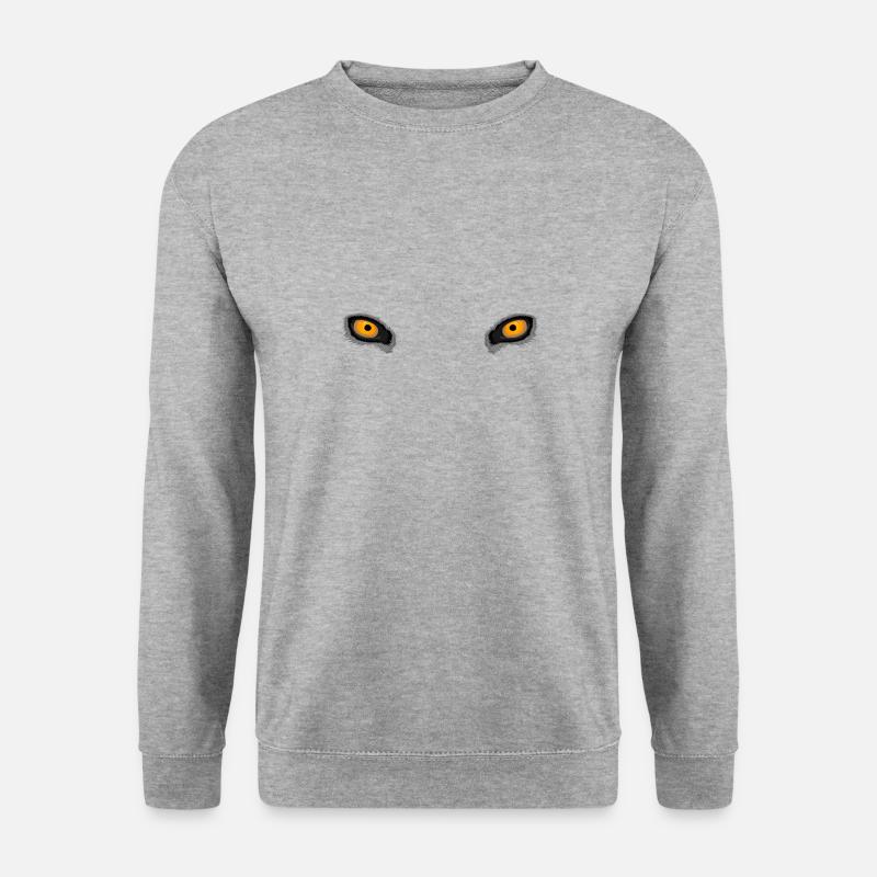 Gelbe tiefe Wolfsaugen - Unisex Pullover - Weißgrau meliert