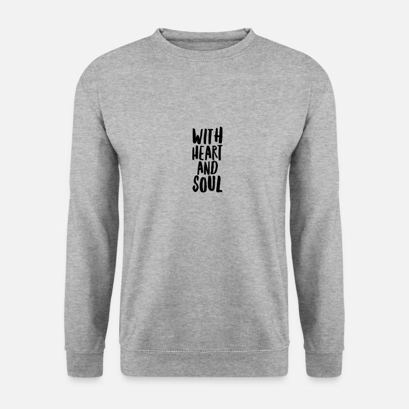 With heart and soul 2 - Unisex Pullover - Weißgrau meliert