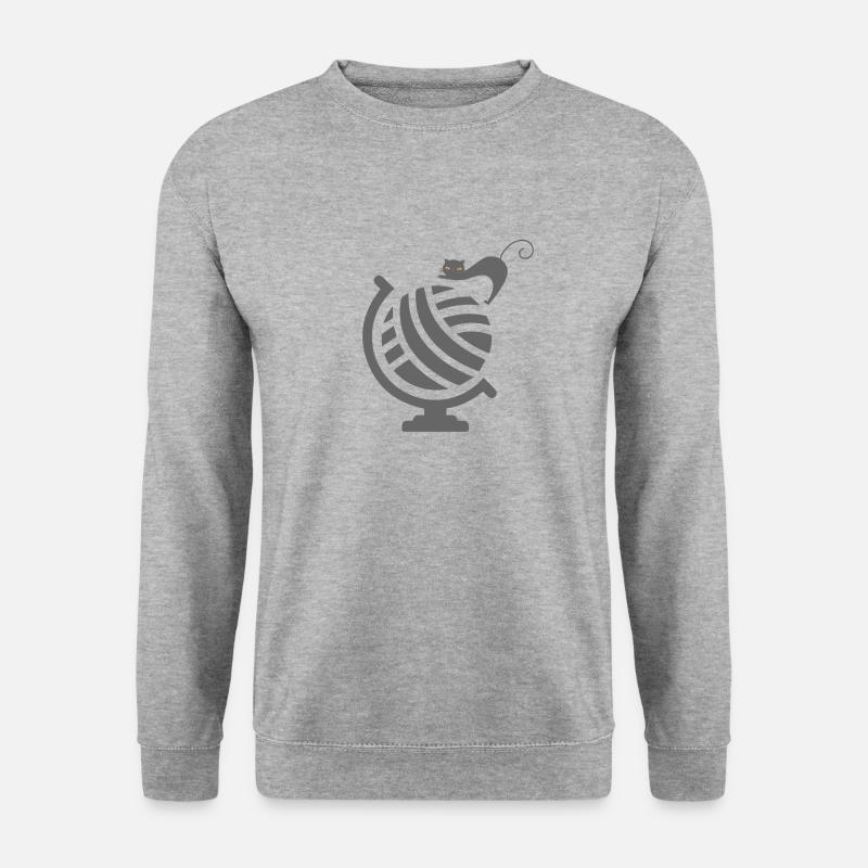 Cute Cat on Globe - Unisex Sweatshirt - salt & pepper