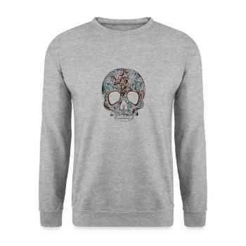 Vintage Skull - Unisex Pullover - Weißgrau meliert - Vorne - Alina (178cm) & Michal (187cm)