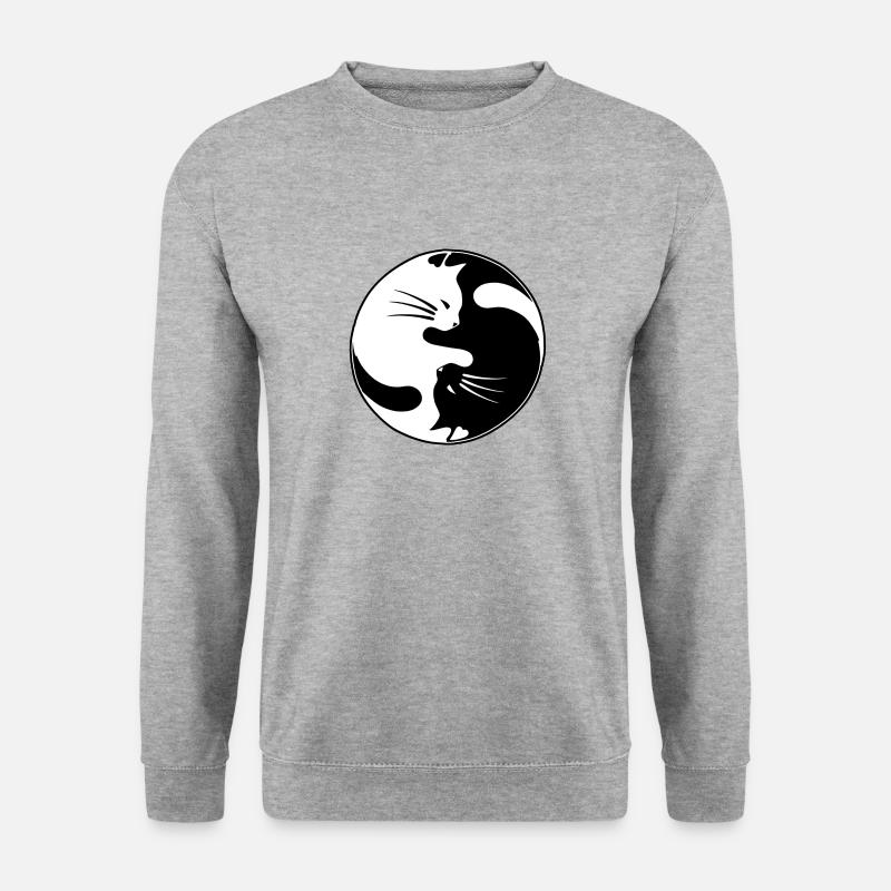 Yin-Yang-Katze - Unisex Pullover - Weißgrau meliert