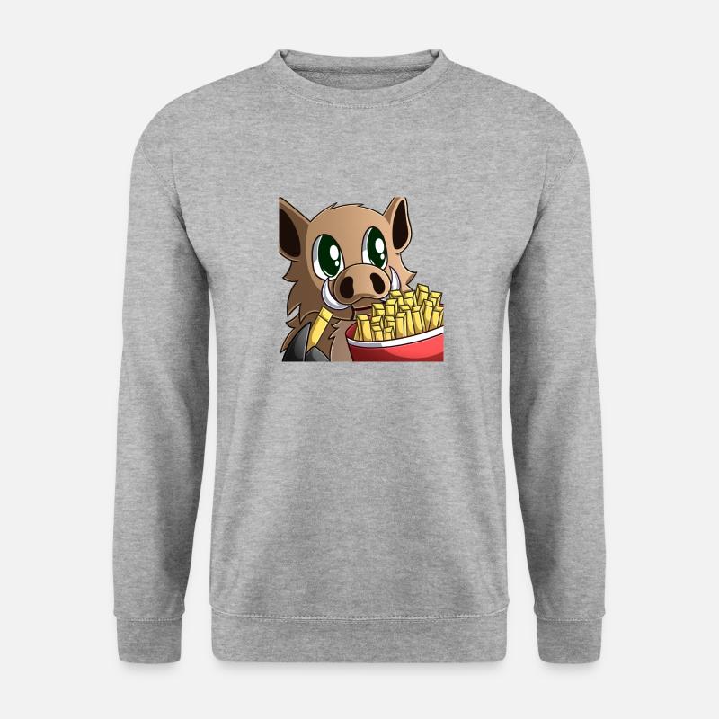 Schweinchen Pommes - Unisex Pullover - Weißgrau meliert