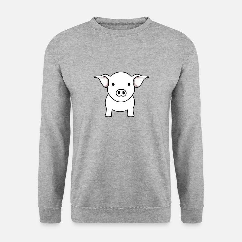 Charmantes Baby-Schwein - Unisex Pullover - Weißgrau meliert