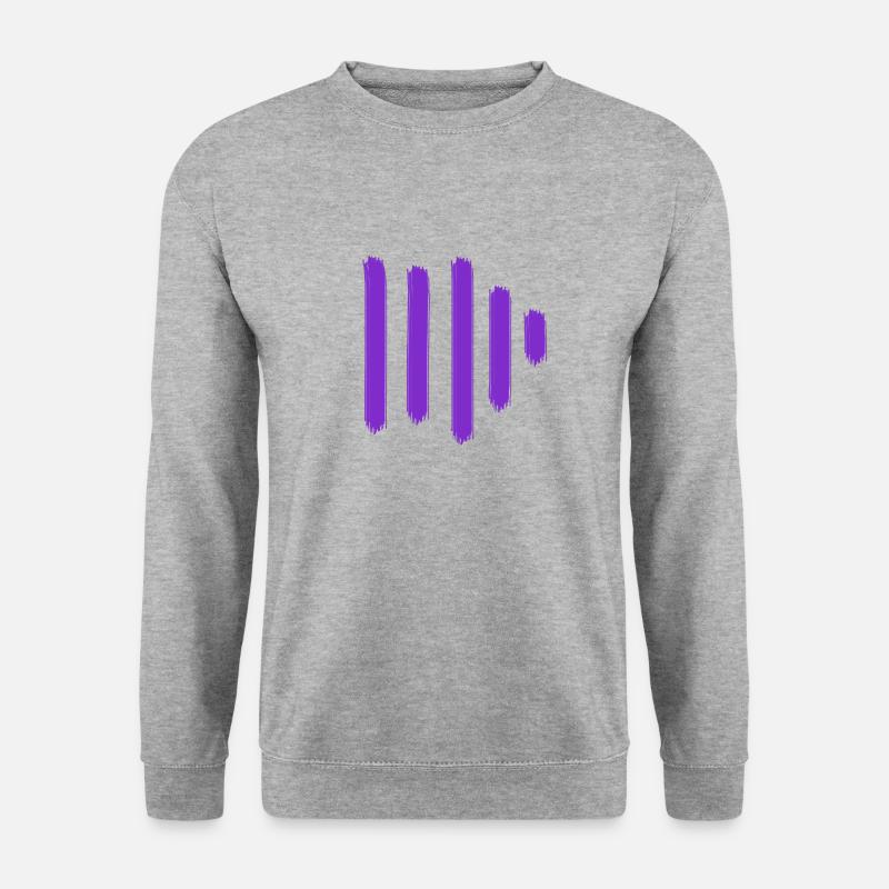 Lila Farbbalken - Unisex Pullover - Weißgrau meliert