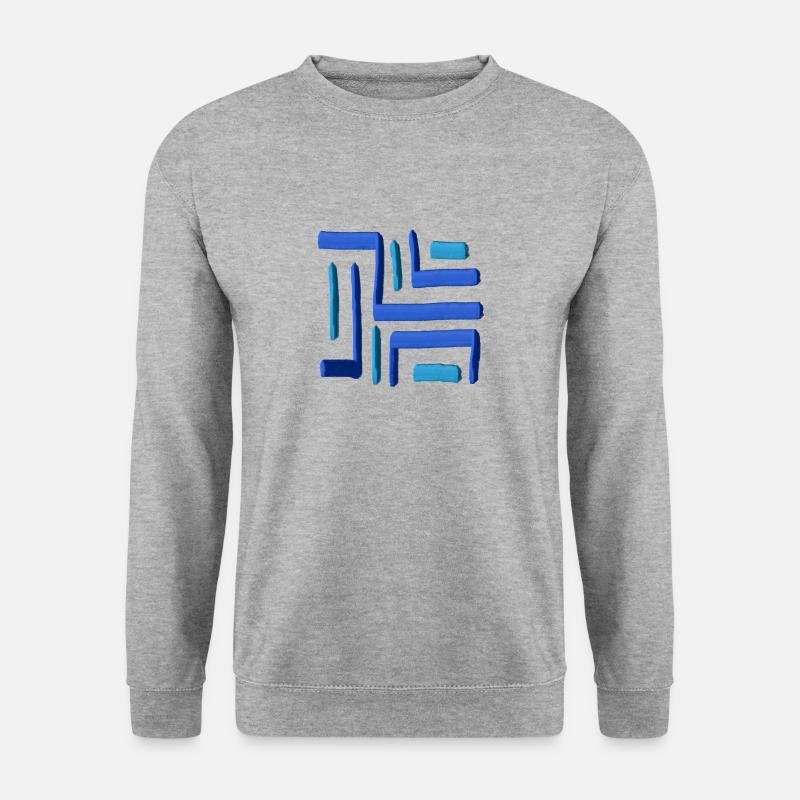 Labyrinth Malerei Blau - Unisex Pullover - Weißgrau meliert
