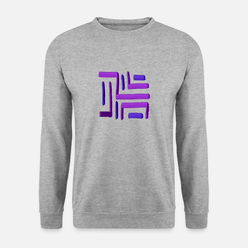 Lila Farblabyrinth - Unisex Pullover - Weißgrau meliert