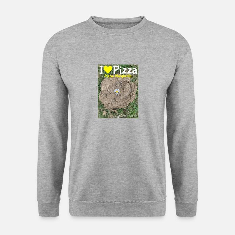 Pizza Margherita oder Alpenpizza mit Kuhscheisse - Unisex Pullover - Weißgrau meliert