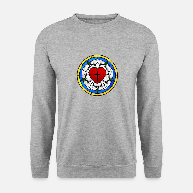 Lutheran Rose - Unisex Pullover - Weißgrau meliert