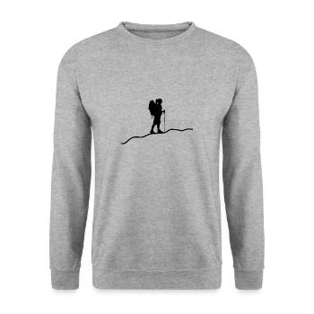 Fernweh Berge Wandern - Unisex Pullover - Weißgrau meliert - Vorne - Alina (178cm) & Michal (187cm)