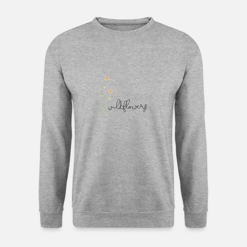 Wildflowers Blumen Handlettering - Unisex Pullover - Weißgrau meliert