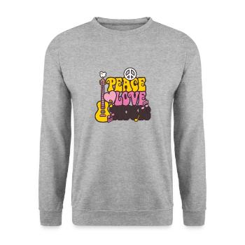 Peace & Love & Music - Sweat-shirt Unisexe - gris chiné - Devant - Alina (178cm) & Michal (187cm)