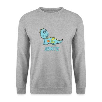 Dinosaur Funny Kid Jonte Gift Birthday - Unisex Sweatshirt - salt & pepper - Front - Alina (178cm) & Michal (187cm)