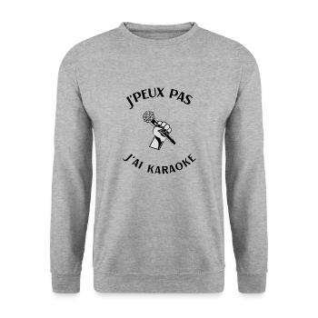 Karaoke Humor Gift I Can't I Have Karaoke - Unisex Sweatshirt - salt & pepper - Front - Alina (178cm) & Michal (187cm)