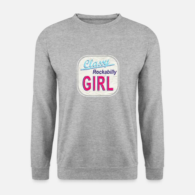 Classy Rockabilly Girl Vintage Logo - Unisex Pullover - Weißgrau meliert