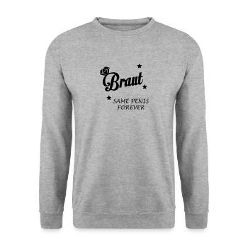 Braut JGA Same Penis forever - Unisex Pullover - Weißgrau meliert - Vorne - Alina (178cm) & Michal (187cm)