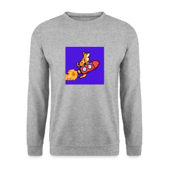 Pixel Dog on Rocket Pixel Art - Unisex Sweatshirt - salt & pepper - Front - Alina (178cm) & Michal (187cm)