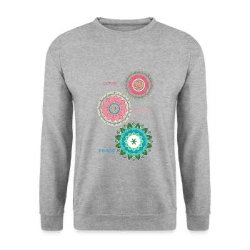 Love Beauty Peace - Sweat-shirt Unisexe - gris chiné - Devant - Alina (178cm) & Michal (187cm)