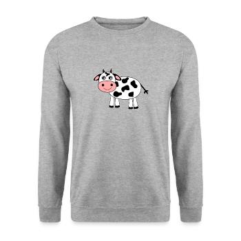 Kuh - Unisex Pullover - Weißgrau meliert - Vorne - Alina (178cm) & Michal (187cm)