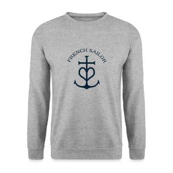 FRENCH SAILOR - Unisex Sweatshirt - salt & pepper - Front - Alina (178cm) & Michal (187cm)