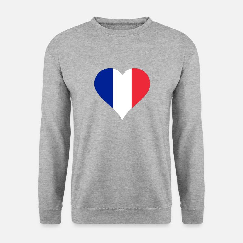 Herz - Frankreich - Flagge - Unisex Pullover - Weißgrau meliert