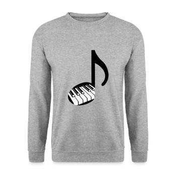 Musiknote und Klavier - Tasten - Unisex Pullover - Weißgrau meliert - Vorne - Alina (178cm) & Michal (187cm)