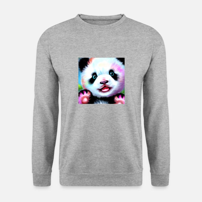 Panda - Unisex Pullover - Weißgrau meliert