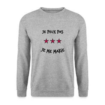 JE PEUX PAS. JE ME MARIE. JUST MARRIED. ETOILE - Sweat-shirt Unisexe - gris chiné - Devant - Alina (178cm) & Michal (187cm)
