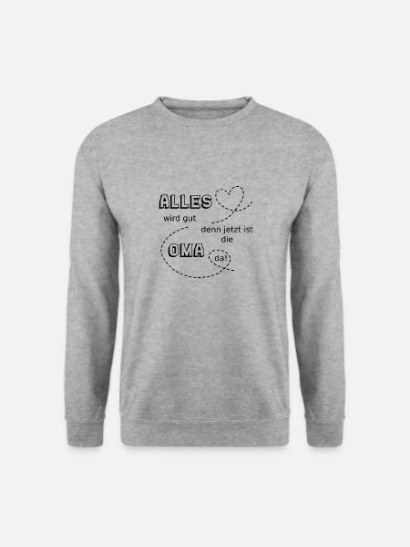 Alles wird gut lustiger Spruch Oma - Unisex Pullover - Weißgrau meliert
