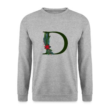D – dekoratives Schriftzeichen – Weihnachten - Unisex Pullover - Weißgrau meliert - Vorne - Alina (178cm) & Michal (187cm)