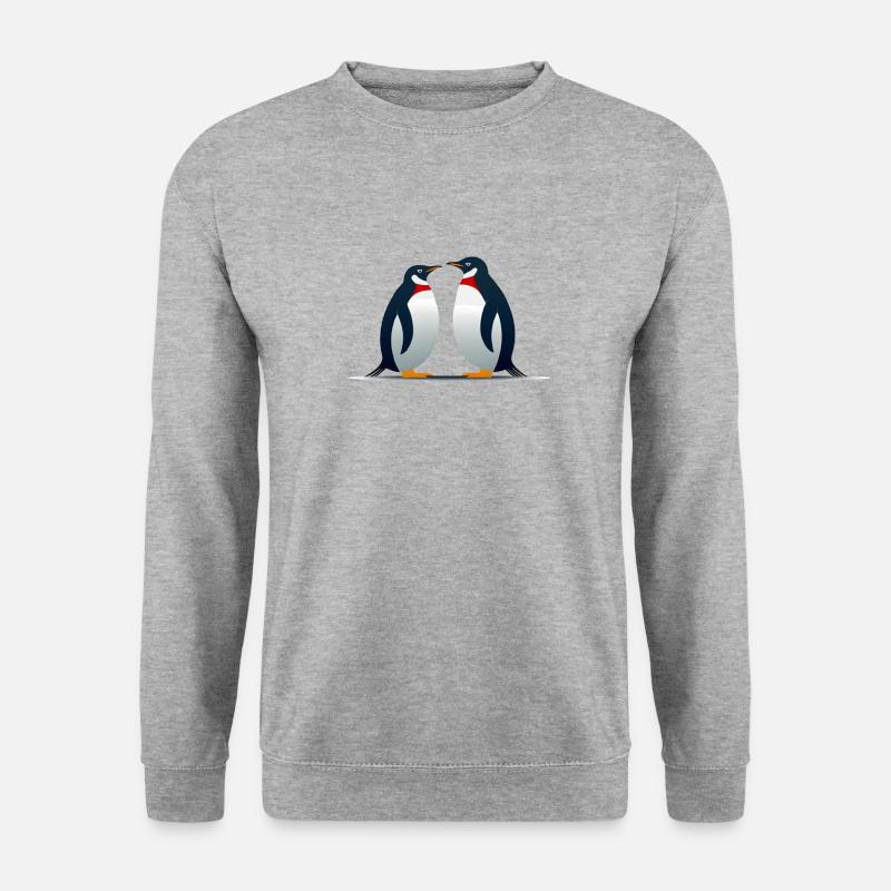 Penguin couple - Unisex Pullover - Weißgrau meliert