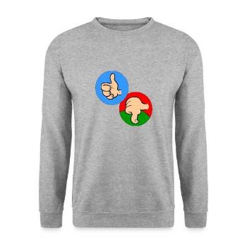 Deine Entscheidung ... your choice - Unisex Pullover - Weißgrau meliert - Vorne - Alina (178cm) & Michal (187cm)