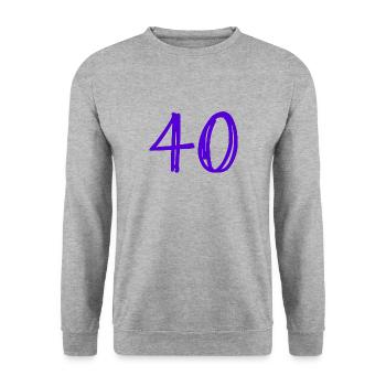 40 YEARS. 40th ANNIVERSARY. BIRTHDAY 40 YEARS. 40 - Unisex Sweatshirt - salt & pepper - Front - Alina (178cm) & Michal (187cm)
