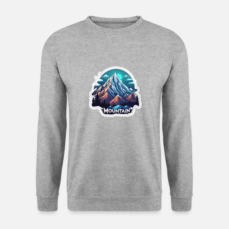 Berg / Alpen / Gipfel / Natur / Wald / Gestein - Unisex Pullover - Weißgrau meliert